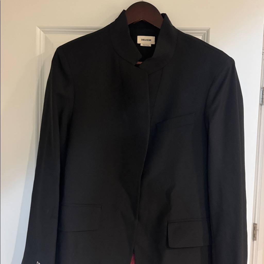 Nwt Zadig & Voltaire Very Double Heart Cuff Black Blazer - 42